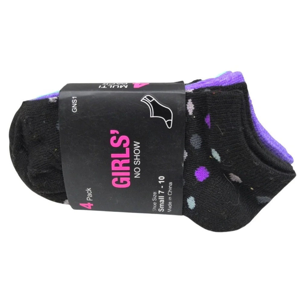 Girl's No Show Ankle Shocks 4 pack New size small 7-10